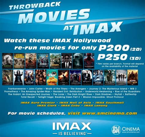 sm imax schedule|imax movie tickets price.